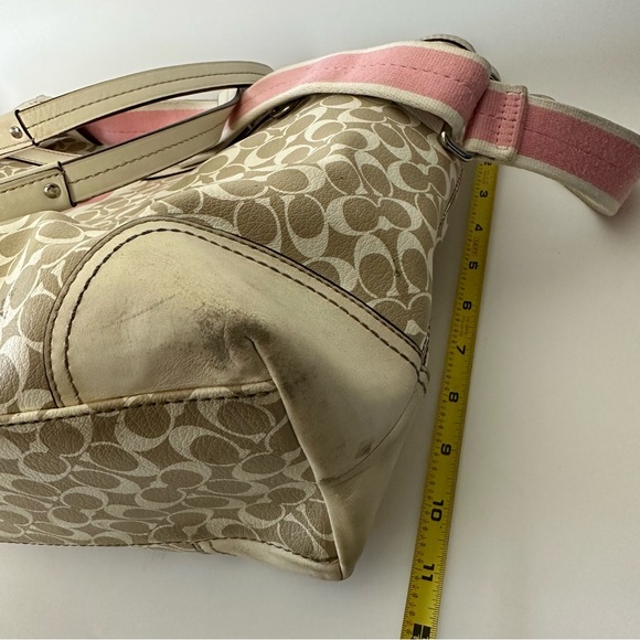 Coach Chelsea Heritage Stripe Diaper Multi-Use Bag Pink Beige Large - Picture 16 of 16